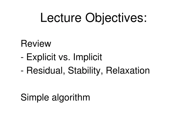 lecture objectives