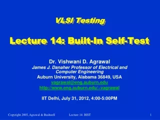 VLSI Testing Lecture 14: Built-In Self-Test