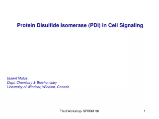 Protein Disulfide Isomerase (PDI) in Cell Signaling