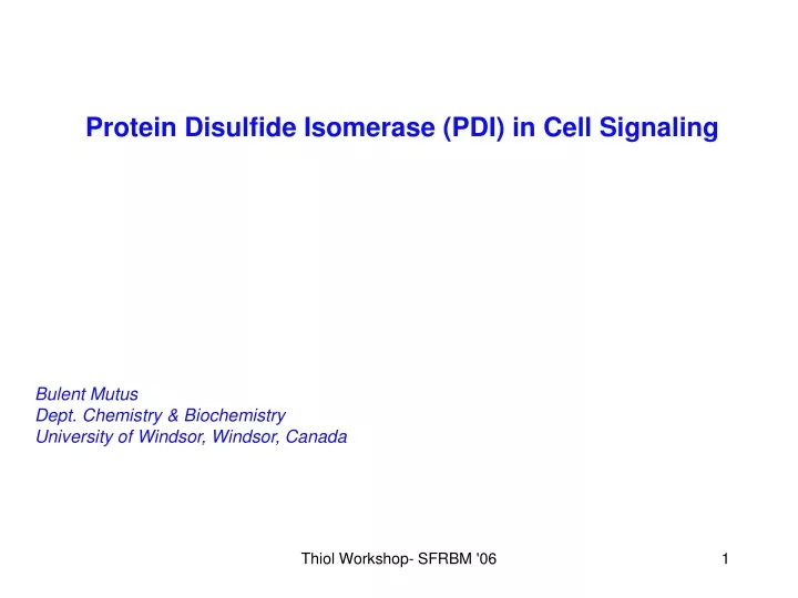 protein disulfide isomerase pdi in cell signaling