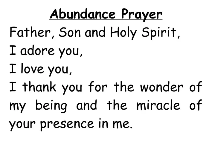 abundance prayer father son and holy spirit
