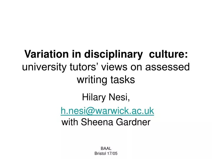 variation in disciplinary culture university tutors views on assessed writing tasks