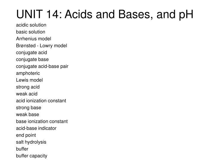 unit 14 acids and bases and ph acidic solution