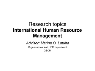 Research topics  International Human Resource Management