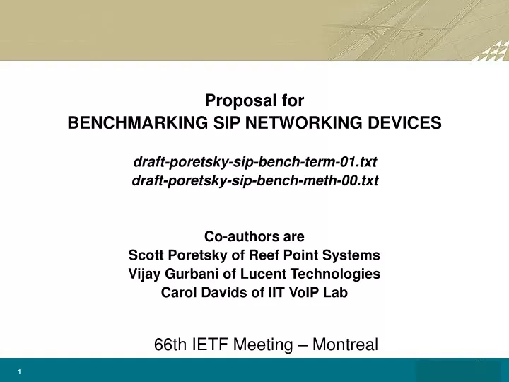 proposal for benchmarking sip networking devices