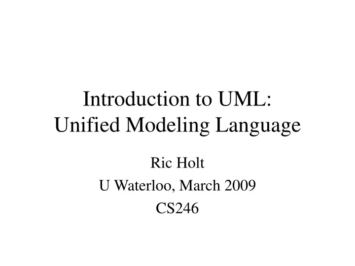 introduction to uml unified modeling language
