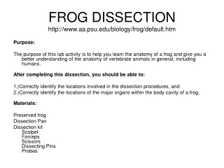 FROG DISSECTION aa.psu/biology/frog/default.htm