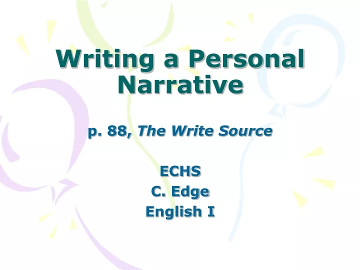 writing a personal narrative
