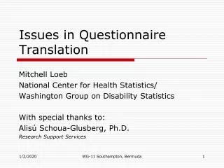 Issues in Questionnaire Translation