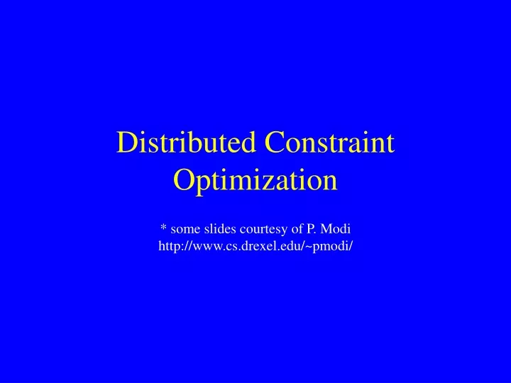 distributed constraint optimization