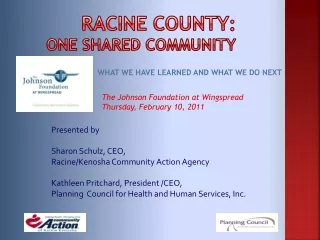 Racine County : One Shared Community