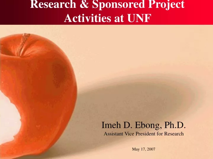 research sponsored project activities at unf