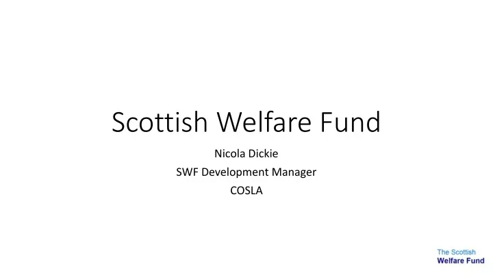 scottish welfare fund
