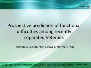 Prospective prediction of functional difficulties among recently separated Veterans