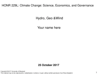 HONR 229L: Climate Change: Science, Economics, and Governance