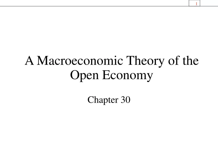 a macroeconomic theory of the open economy