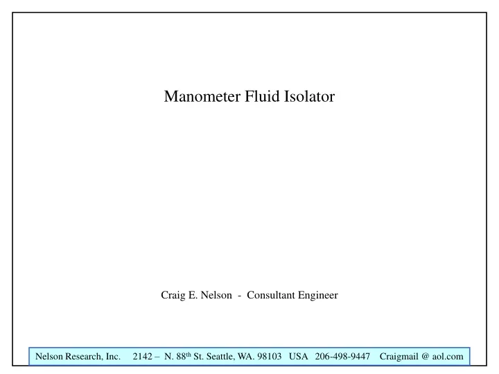 manometer fluid isolator