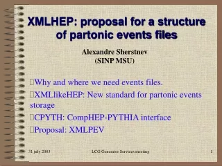 XMLHEP: proposal for a structure of partonic events files