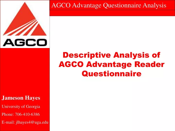 agco advantage questionnaire analysis
