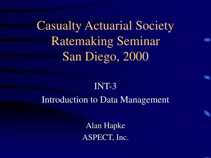 casualty actuarial society ratemaking seminar san diego 2000