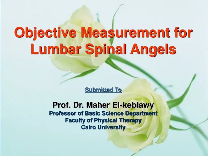 objective measurement for lumbar spinal angels