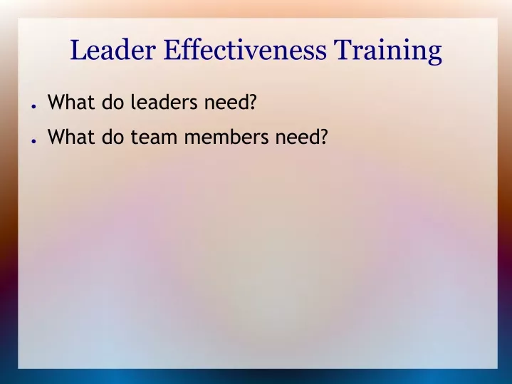 leader effectiveness training