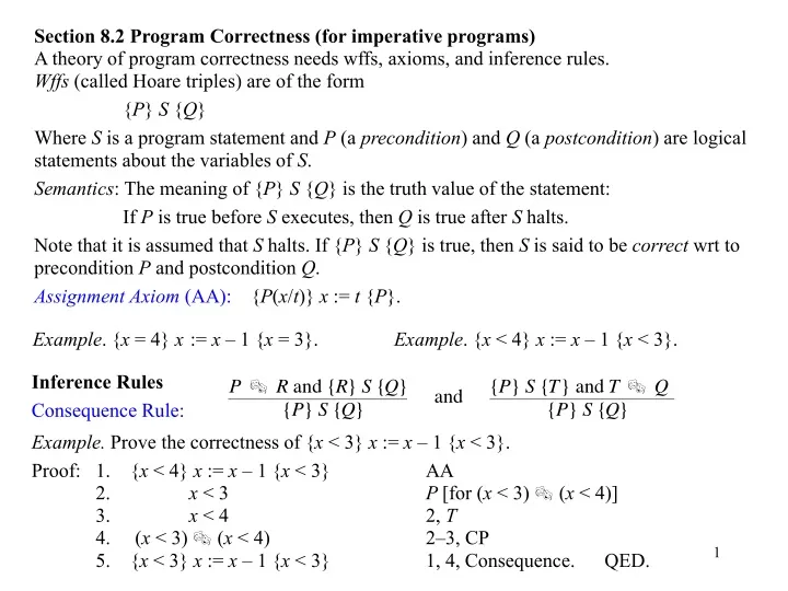 section 8 2 program correctness for imperative