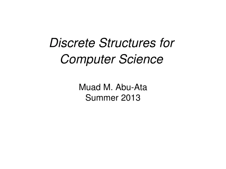 discrete structures for computer science