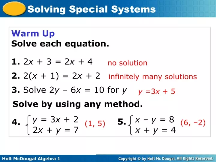 warm up solve each equation