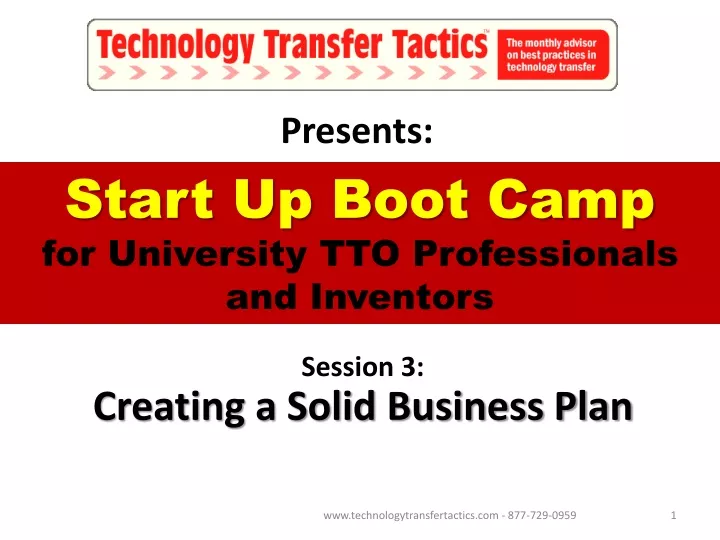 start up boot camp for university tto professionals and inventors