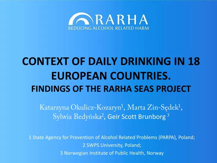 context of daily drinking in 18 european