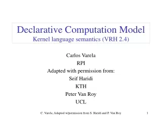 Declarative Computation Model Kernel language semantics (VRH 2.4)