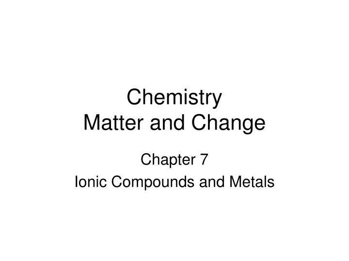 chemistry matter and change