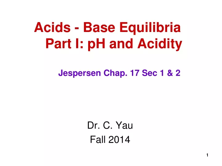 acids base equilibria part i ph and acidity