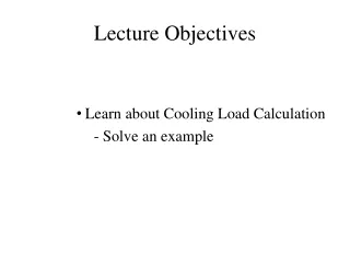 Lecture Objectives