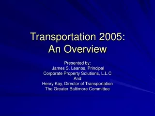 Transportation 2005:  An Overview