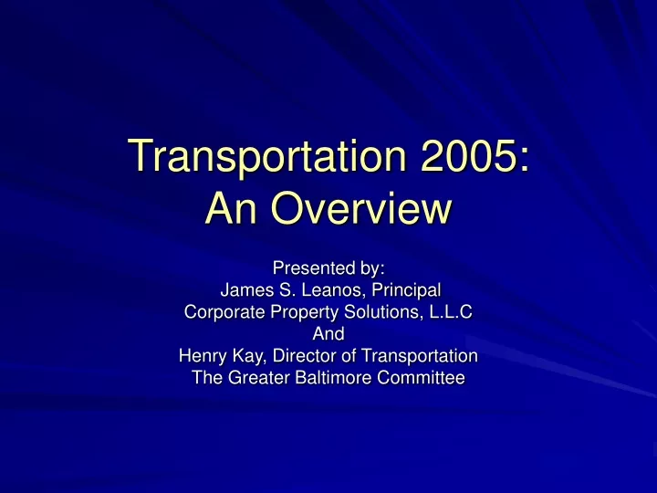 transportation 2005 an overview