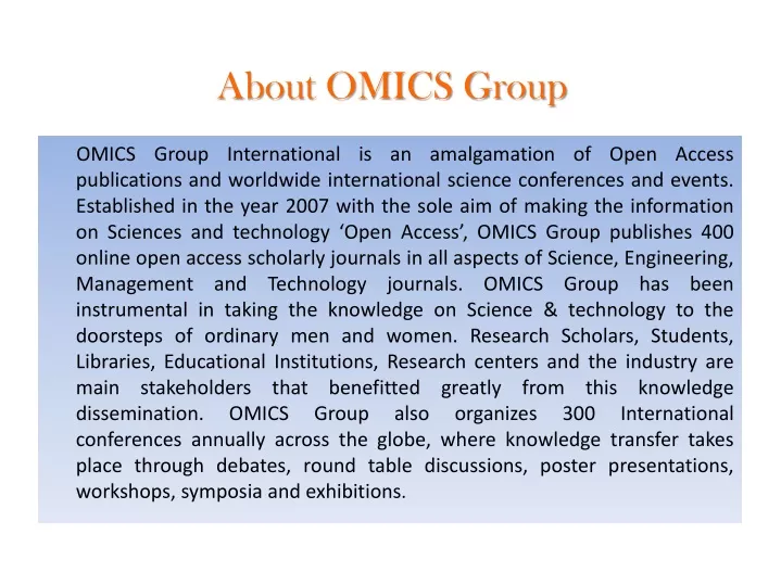 about omics group