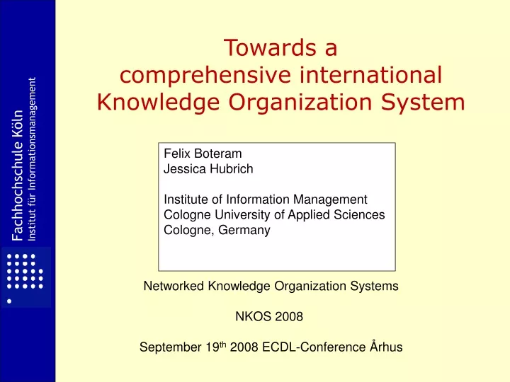 towards a comprehensive international knowledge