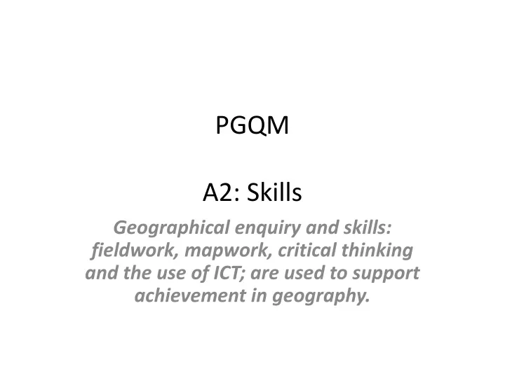 pgqm a2 skills