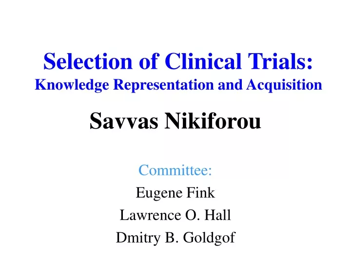 selection of clinical trials knowledge representation and acquisition