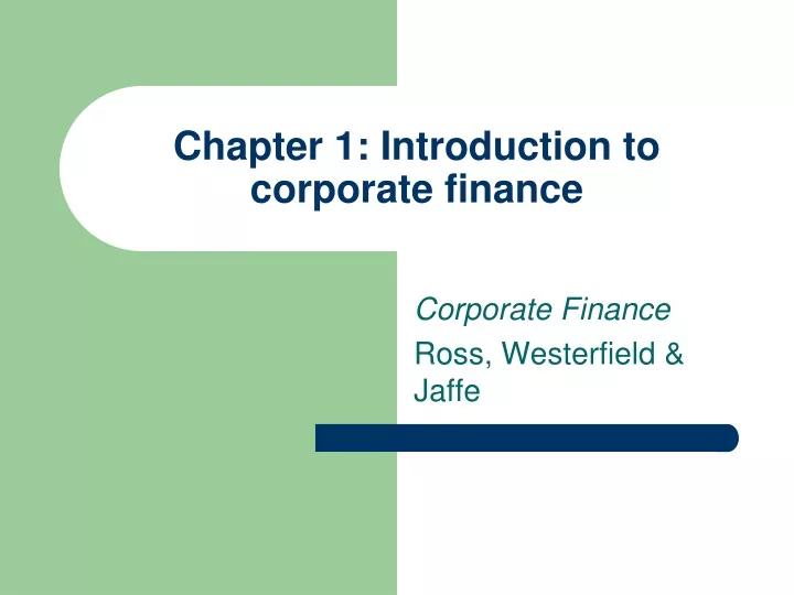 corporate finance 101 presentation