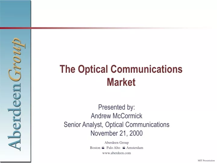 the optical communications market