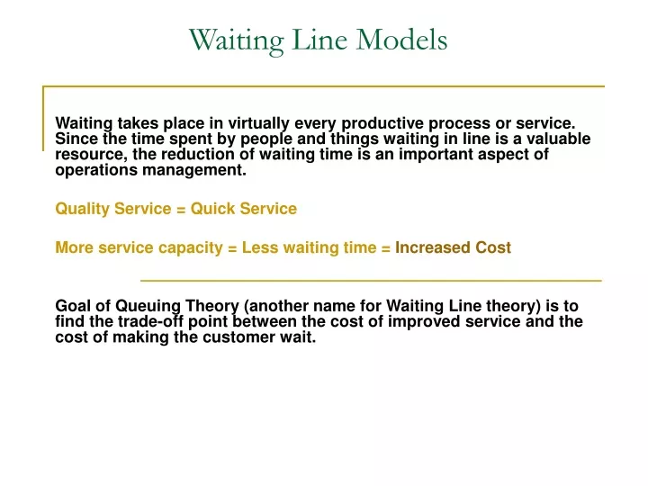 waiting line models