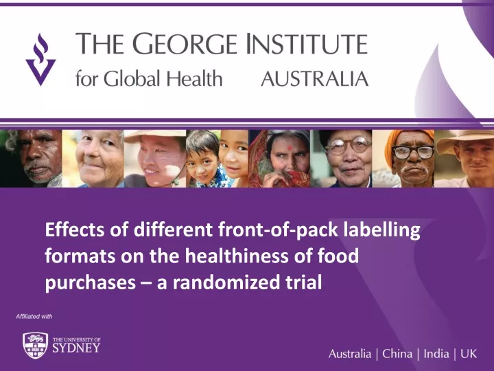 effects of different front of pack labelling