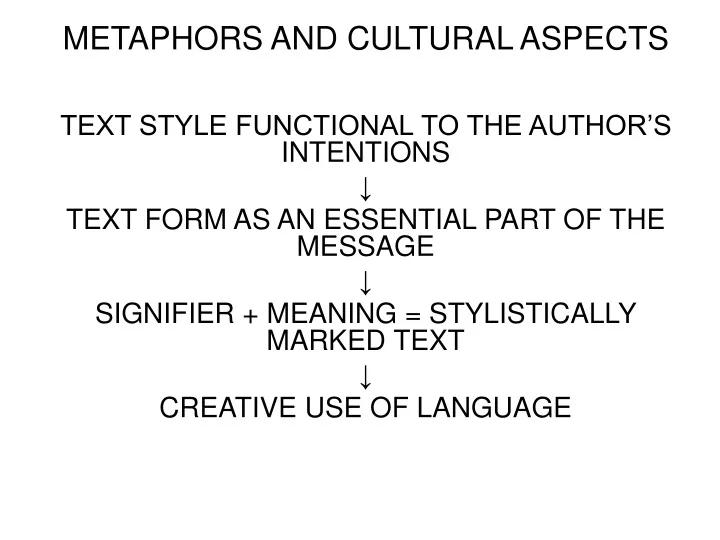 metaphors and cultural aspects
