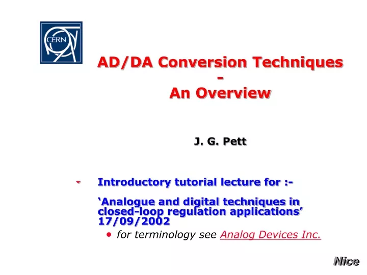 ad da conversion techniques an overview j g pett