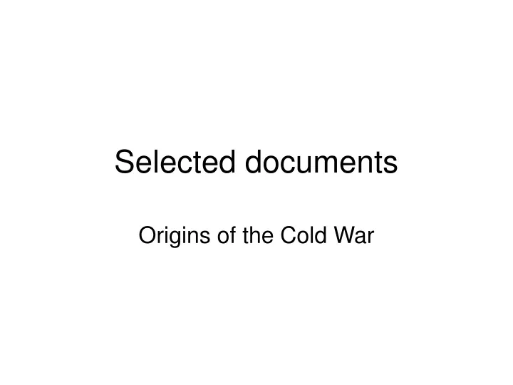 origins of the cold war