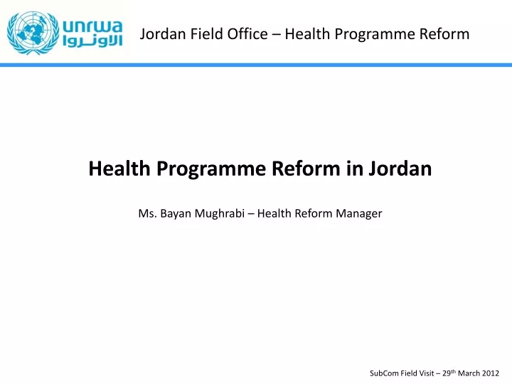 health programme reform in jordan ms bayan