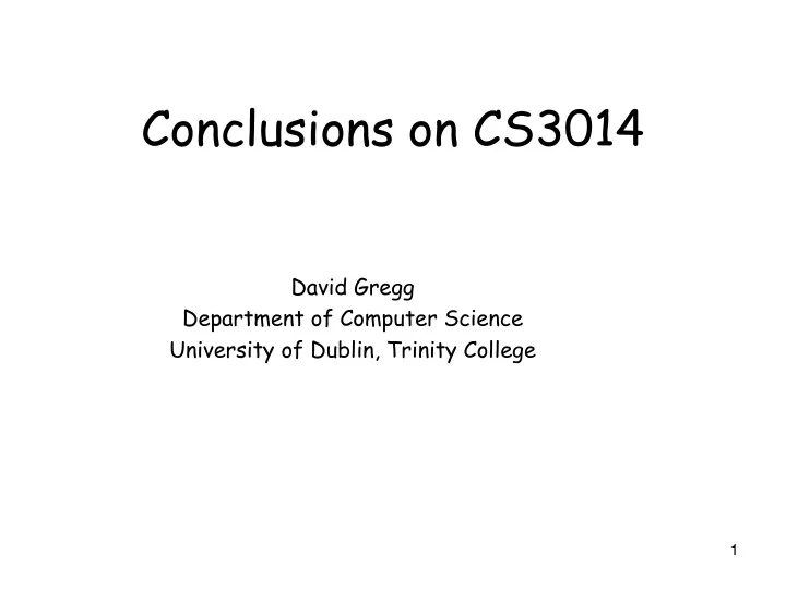 conclusions on cs3014